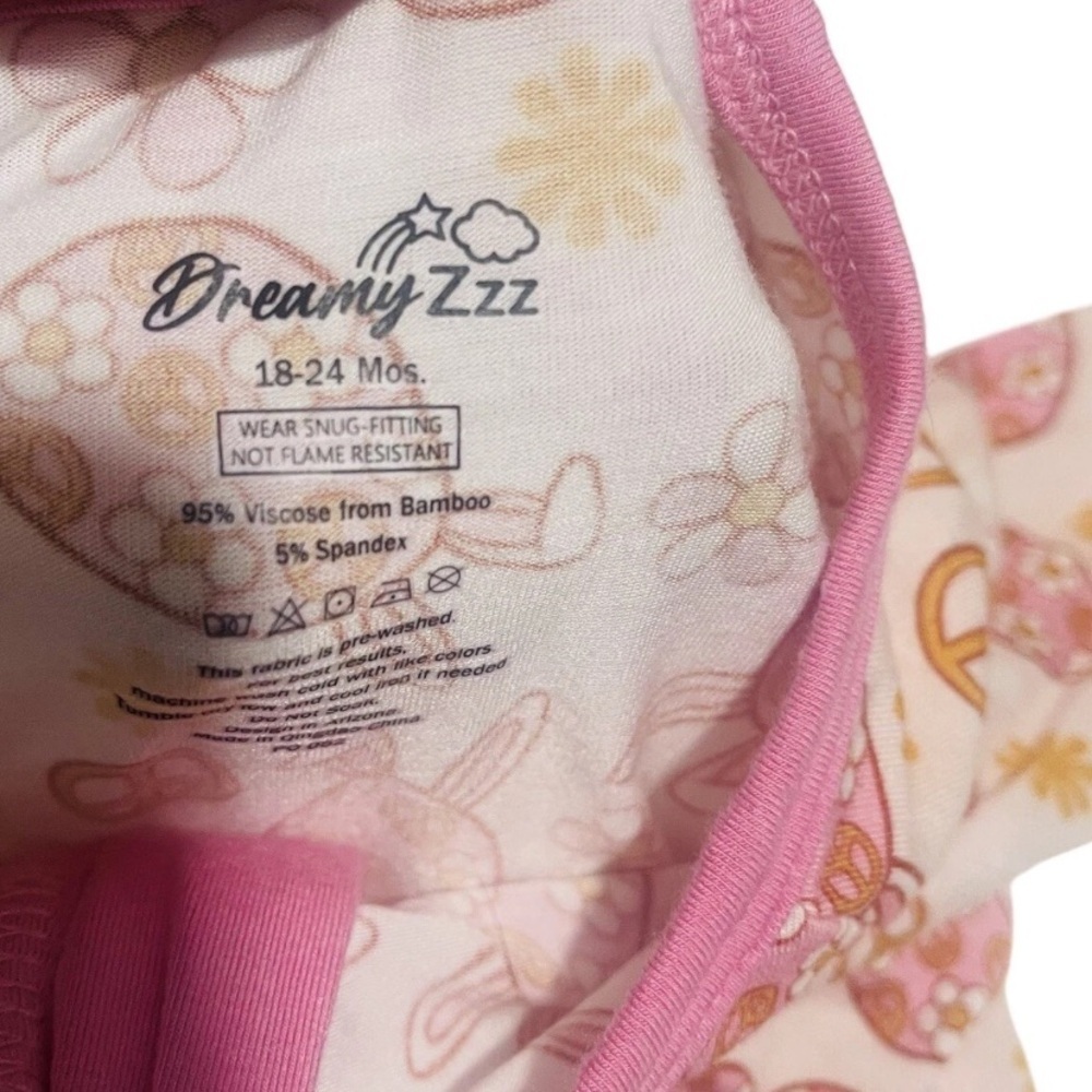 Dreamy Zzz Girls 18-24 Month Bunny Bamboo Zippy One Piece Pajamas Sleeper - Picture 5 of 9